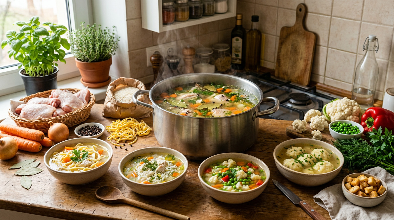 Супы на курином бульоне